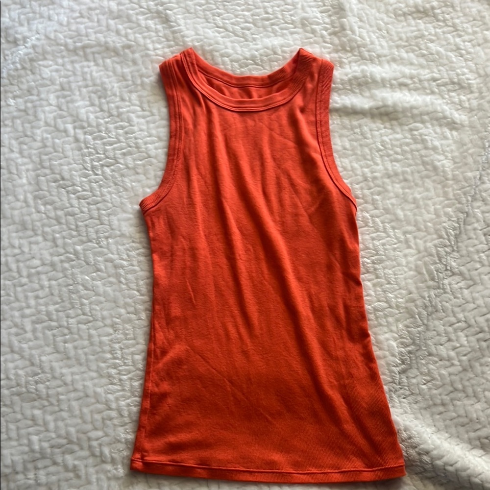 A New Day Bright Orange Ribbed Top